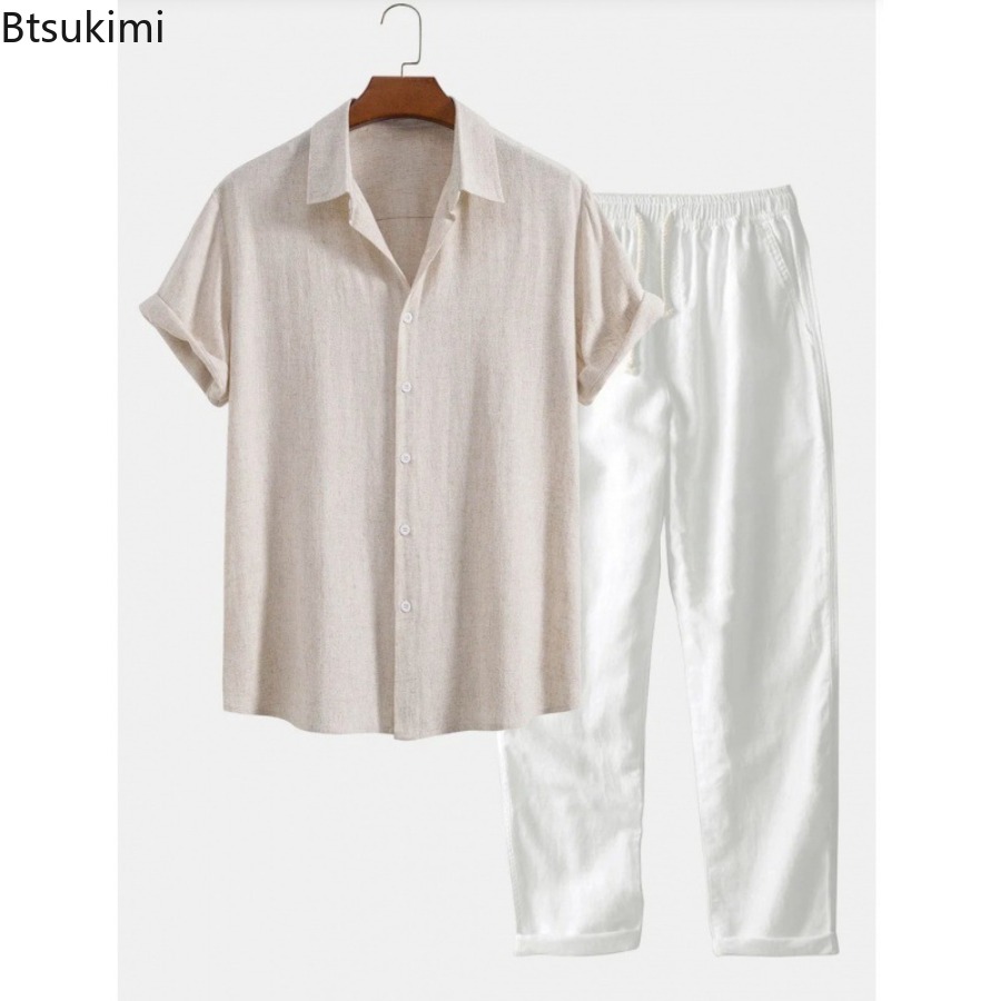 Мужской модный однотонный пляж – обзор и цена Short Linen Drawstring